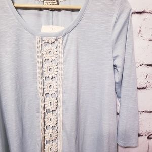 3/4 quarter blue lace top